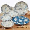 Playa Shells 16-Piece Coastal Dinnerware Set Service for 4 – Ceramic Plates, Bow