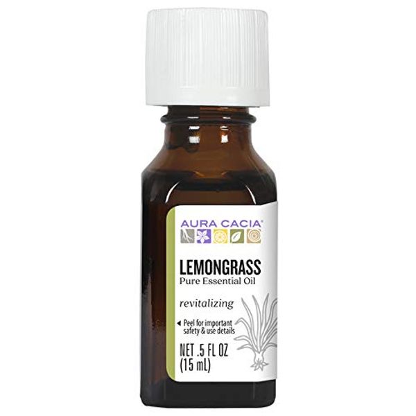 Aura Cacia Lemongrass Essential Oil | GC/MS Tested for Purity | 15ml (0.5 fl. oz.)