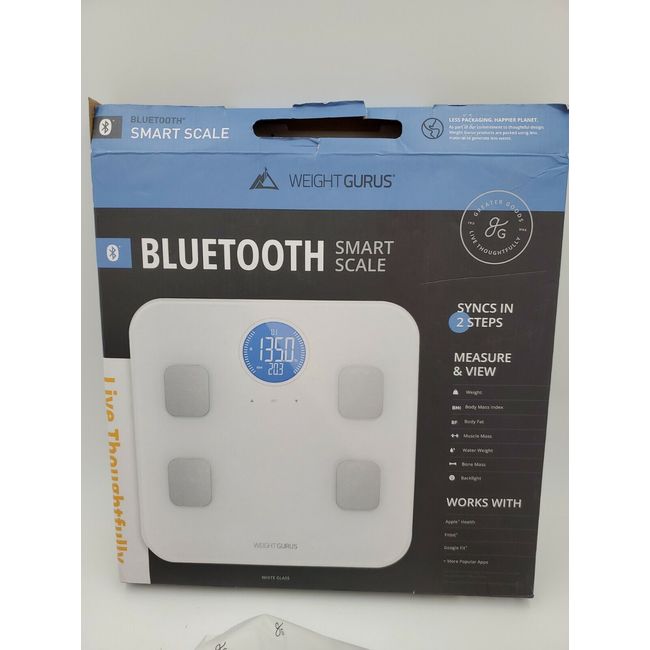 Weight Gurus Bluetooth Smart Scale Body Composition White Syncs in 2 Steps  for sale online