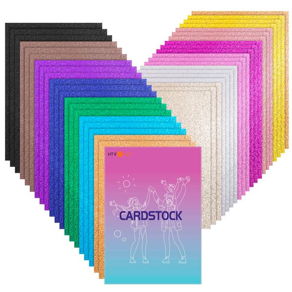 HTVRONT Glitter Cardstock Paper - 40 Sheets 13 Colors Glitter Card Stock, 110lb Cover A4 Thick Cardstock Glitter Paper for Craft, Birthday, Scrapbook, Wedding, Sparkly Paper, Card Making