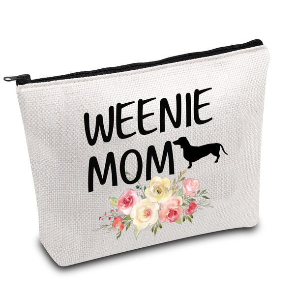 Dachshund Makeup Bag for Women Dachshund Lover Owner Gift Weiner Dog Gift Weenie Mom Gift Dachshund Gift Weenie Dog Travel Pouch (Weenie Mom)