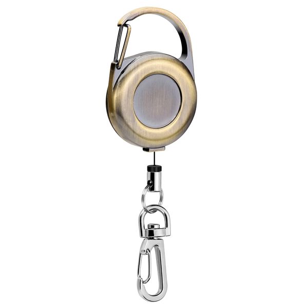 Soleebee Einziehbarer Schlüsselanhänger, Vintage Metall Retractable Badge Reel Schlüssel JoJo Karabiner Ausweis JoJo Ausziehbar ID-Ausweishalter für Kartenhalter (Bronze)