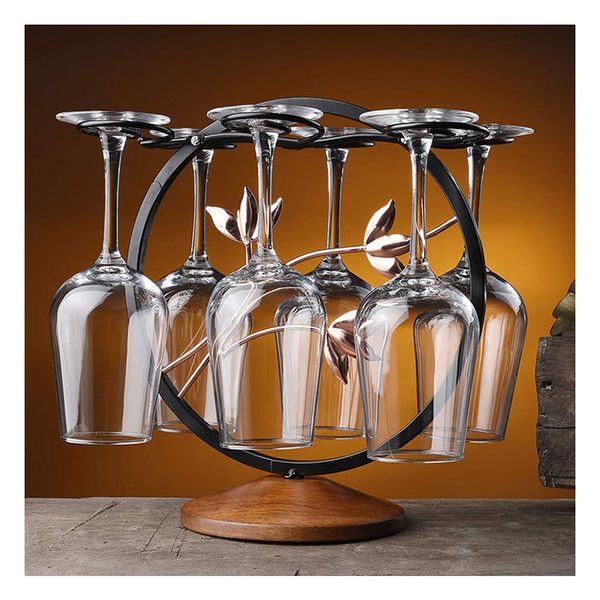 ZHIFENGLIU Tabletop Wine Cup Rack, Wine Glass Drying Rack, Inverted Hanging Cup, Cherry Glass 6 Cup Holder Perfect for Wine Lovers