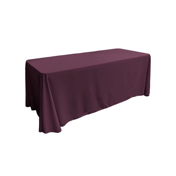 LA Linen Polyester Poplin Washable Rectangular Tablecloth, Stain and Wrinkle Resistant Table Cover 90x132, Fabric Table Cloth for Dinning, Kitchen, Party, Holiday 90 by 132-Inch, Eggplant