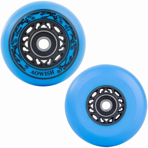 AOWISH 68mm Mini Ripstik Wheels 68 mm Ripstick Wheels 90a Ripster Wheels 2-Wheeled Caster Board Replacement Wheels w/Bearings ABEC-9 for Mini Ripstik/Carving Casterboard/Wave Board (Set of 2) (Blue)