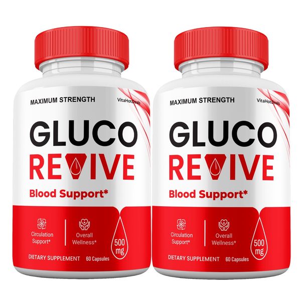 Gluco Revive Blood Support Capsules, All Natural Supplement (2 Pack)