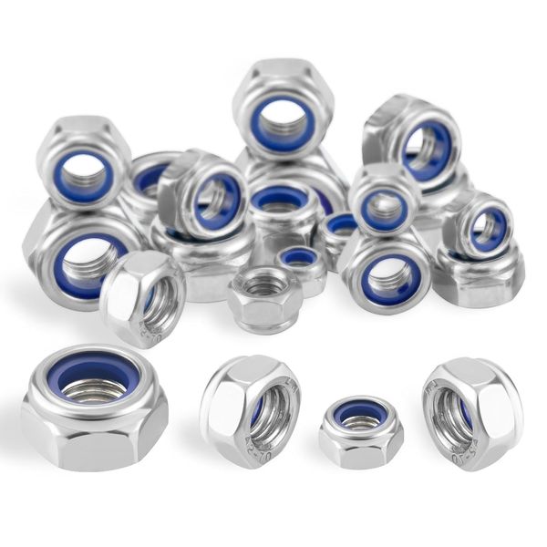 HXJDAM 60pc M5 Stainless Steel Nylock Nuts