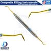 Dental Composite Filling Instruments Spatula & Plugger Titanium Gold Tips 4Pcs