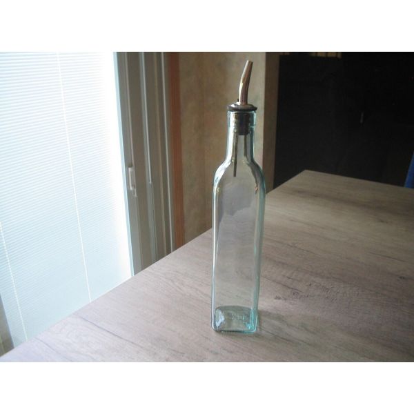 16 Oz Kitchen Clear Glass Olive Oil Vinegar Dispenser Cruet Bottle Pourer