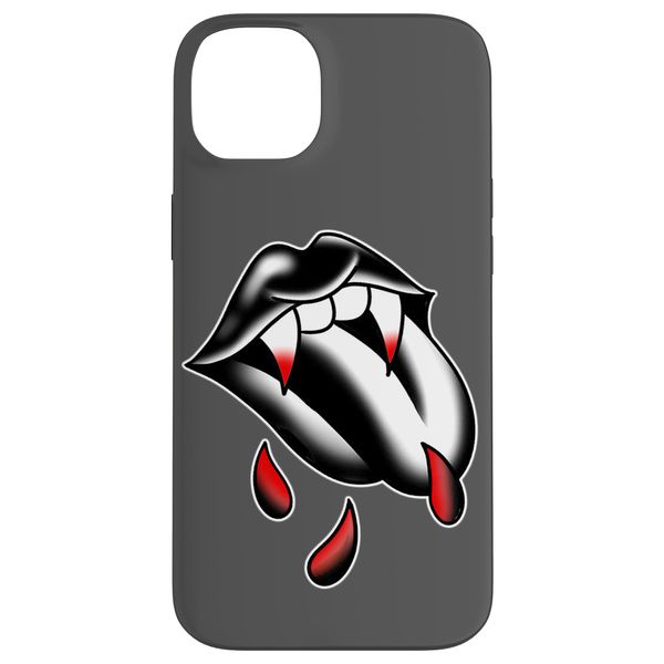 iPhone 14 Plus Vampire Fangs Teeth x Gothic Lips Blackwork Case