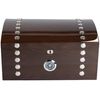 Prestige Import Group - Montgomery Arch Top Lacquer Studded Cigar Chest Humidor with Tray & Polished Hardware - Capacity: 150 - Color: Dark Elm Wood