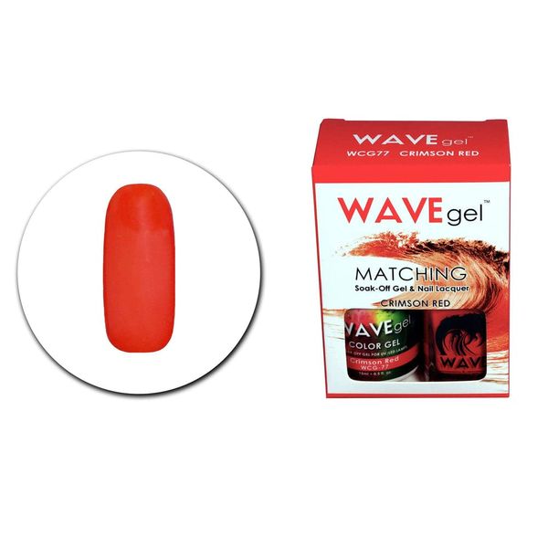 WAVEGEL Soak-0ff Gel & Nail Lacquer Matching Duo Set - Crimson Red - WCG77-77 I 0.5 Oz