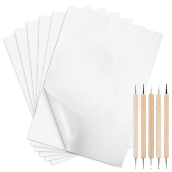 100 Sheets Carbon Transfer Paper,White Color 11.7"x 8.3" Transfer Paper with Embossing Stylus Set for Transfer Pattern on Wood, Paper, Canvas