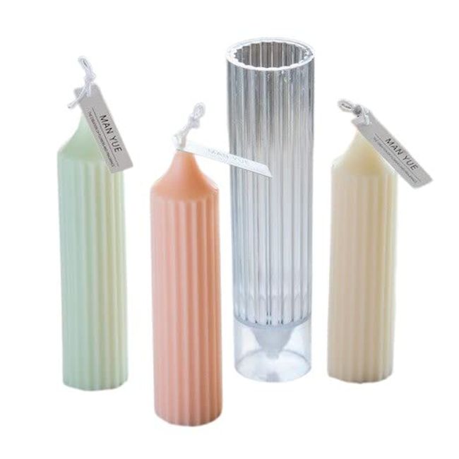 Milticraft Mould Cylindrical Striped Korean Candle Soy Candle Poly Mold K-036