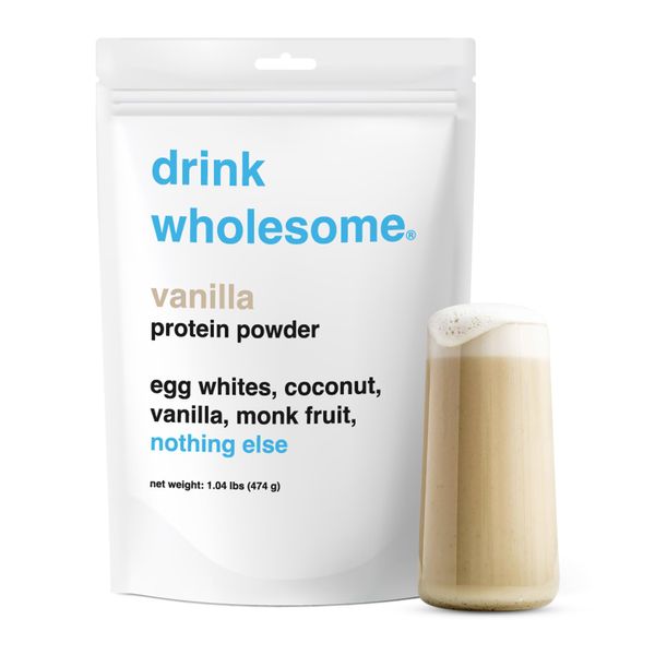 drink wholesome Vanilla Egg White Protein Powder | for Sensitive Stomachs | Easy to Digest | Gut Friendly | No Bloating | Dairy Free Protein Powder | Lactose Free Protein Powder | 1.03 lb