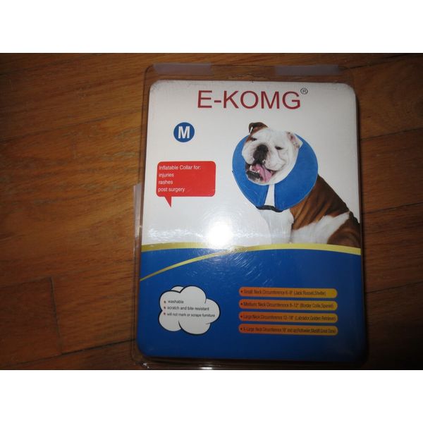 E-KOMG Dog Cone Protective Inflatable Collar Blue Size M NEW Package Opened