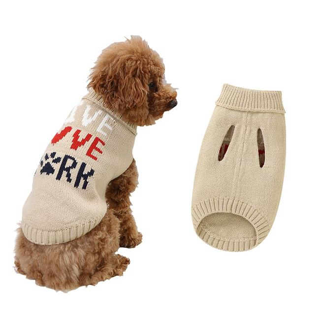 Welpenpullover Hundekleidung mit lustigen Mustern Warmhaltender Pullover für kleine Hunde Winter-Sweatshirts(82W969 Khaki-L)