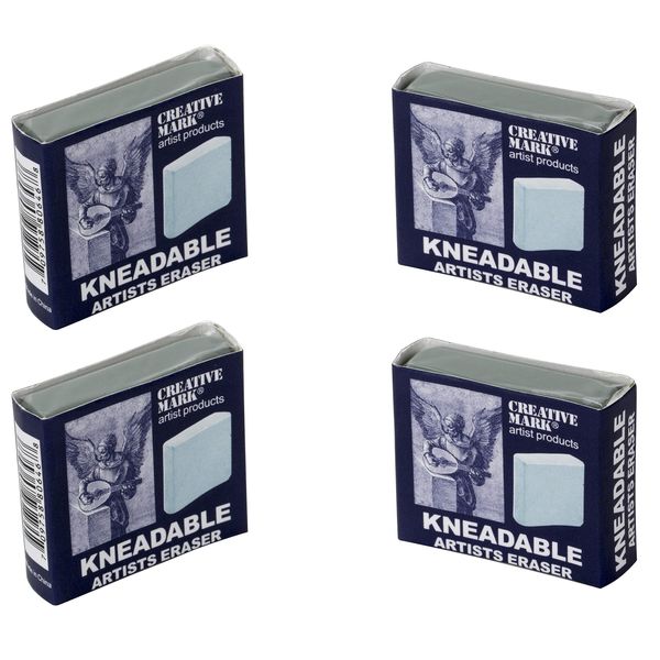 Creative Mark Kneed Eraser for Artists Kneaded Kneadable Kneading Drawing Sketch Charcoal Art Supplies Large - 4 Pack