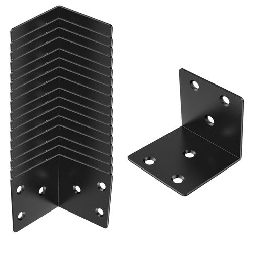 16 Pcs Stainless Steel Corner Braces,Black Angle Bracket 2"x2"x2"，Heavy Duty Wide Corner Brackets Metal Corner Brace 90Degree L Shape Bracket for Wooden Frame Bed Furniture