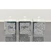 DEENZ Diamond Crushed Tea Coffee Sugar Canisters Jars Kitchen Storage Silver Trimmings Crystal Filled