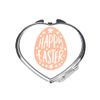 Happy Easter statement decorative egg [EAST23] folding compact pocket mirror - silver heart shape