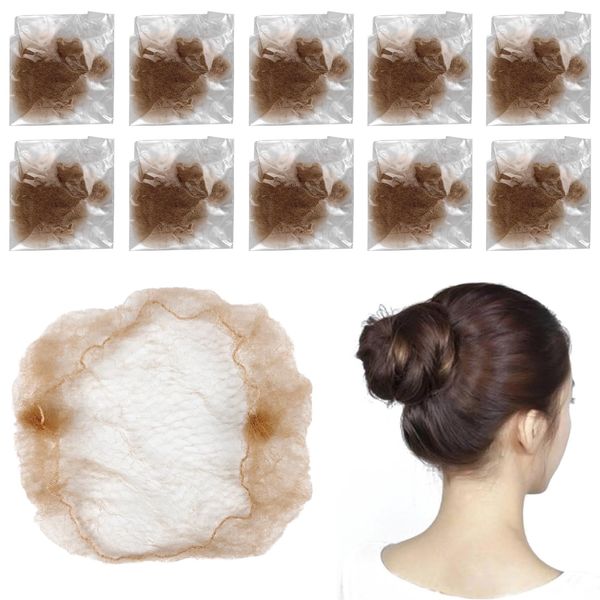 10 Pcs Invisible Hair Nets for Catering, Hair Bun Nets, Elastic Edge Mesh Hair Nets for Girls, Women (10 Pcs, Coffee)