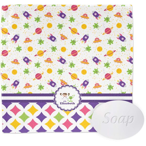 YouCustomizeIt Personalized Girl's Space & Geometric Print Washcloth