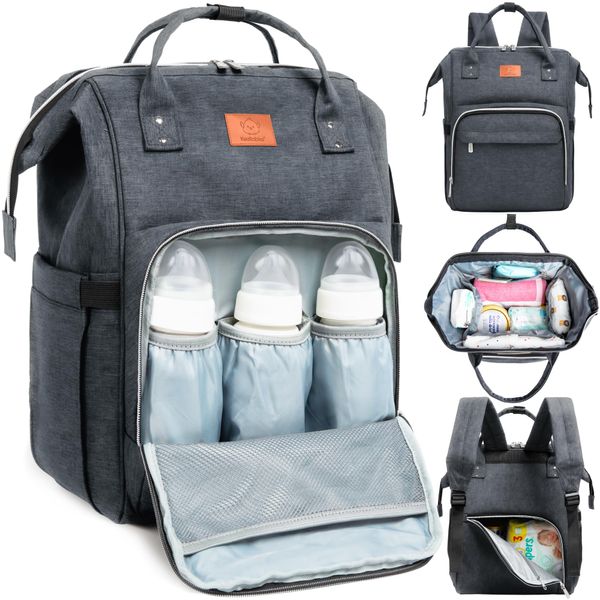 KeaBabies Baby Diaper Bag Backpack - Baby Bag for Boys, Girls, Waterproof Multi Function Baby Backpack, Large Diaper Bags for Baby Girl, Baby Boy, Travel Diaper Bag with Changing Pad (Mystic Gray)