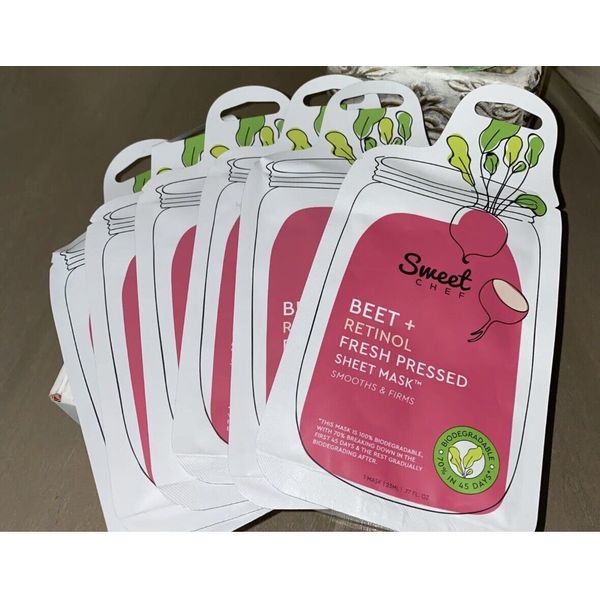 Lot Of 5 Sweet Chef Beet And Retinol Fresh Pressed Sheet Masks.