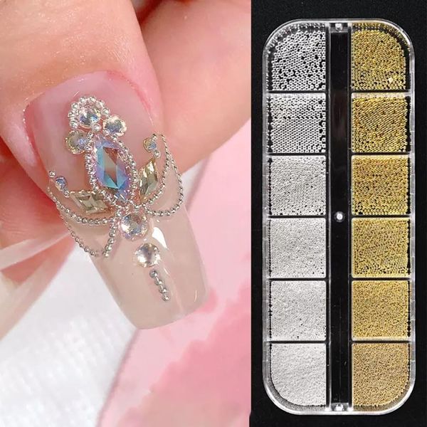 Sinikorya Gold and Silver 3D Caviar Beads for Nails, y2k Nail Charms, DIY Nail Art, Mobile Phone Cases, Wedding Dresses, Cards, Scrapbooks, Birthdays, Christmas Party Decorations