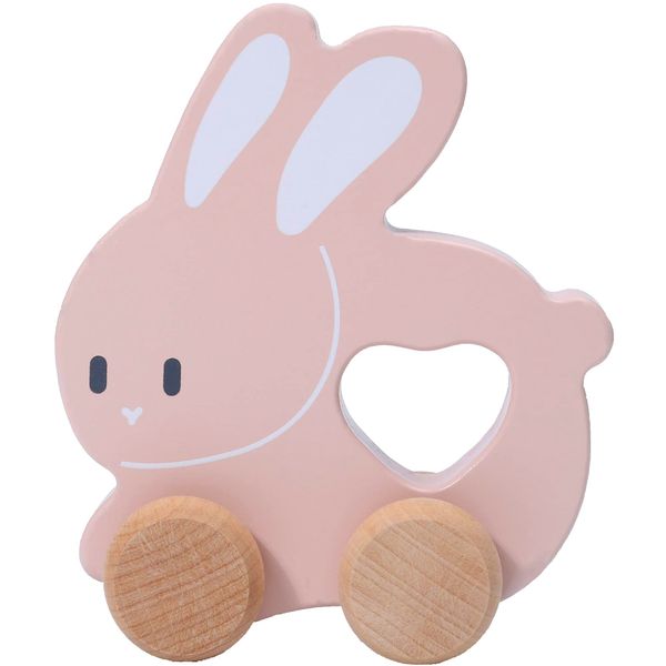 Montessori Mama Wooden Push and Pull Toy Rabbit - Baby Toy Vintage Pull Toys Learning Activity - Safe Ideal for Skill Development and Fun Playtime