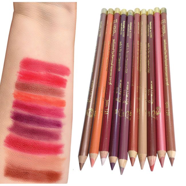 10 Lip Liner Pencils Variety Pack Lipliner Smooth made in USA