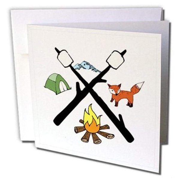 Greeting Cards - Camp Fire Tent Fox Marshmallows - 12 Pack - Camping
