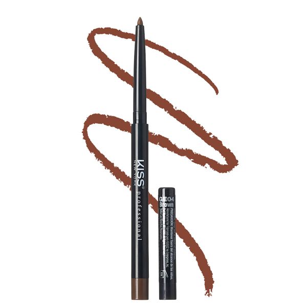 KISS New York Pro Intense Gel Eyeliner with Built-in Sharpener, Waterproof, Smudge-proof, Long Lasting Gel Eyeliner Pencil (Brown)