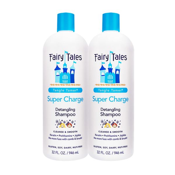 Fairy Tales Tangle Tamer Super Charge Detangling Shampoo for Kids - Paraben Free, Sulfate Free, Gluten Free, Nut Free - 32 oz (2 Pack)