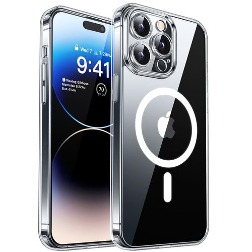 CANSHN Magnetic Compatible with iPhone 14 Pro Case, Upgraded [Full Camera Protection] [Compatible with Magsafe] Non-Yellowing Shockproof Protective Bumper Phone Case 6.1 inch - Clear