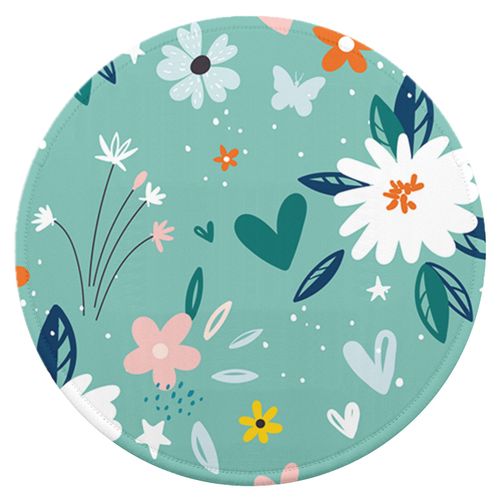 Boutilon Round Mouse Pad Non-Slip Rubber Base Mousepad with Stitched Edge Washable Small Mouse Mat 7.9 x 7.9 Inch for Computer, Laptop, Home, Office(Flower 2)