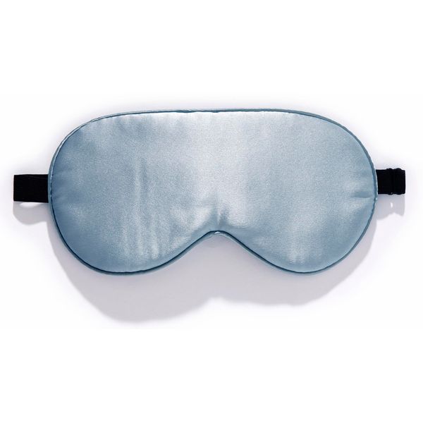 LaCourse 100% Natural Mulberry Silk Eye Mask for Sleeping with a Travel Pouch, Both Sides 19 Momme Organic Silk, Adjustable Silk Sleep Eye Mask for Women, Blue Haze