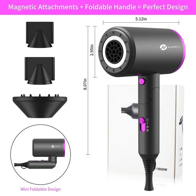 2000W Folding Hair Dryer Professional Salon Negative Ionic Hair Blow Dryer