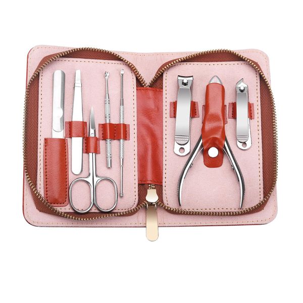 Manicure Set Nail Professional Kit Nail Clipper Set, 8PCS Stainless Steel Nail Care Kit Pedicure Set Mens Grooming Kit with Leather Travel Case for Men