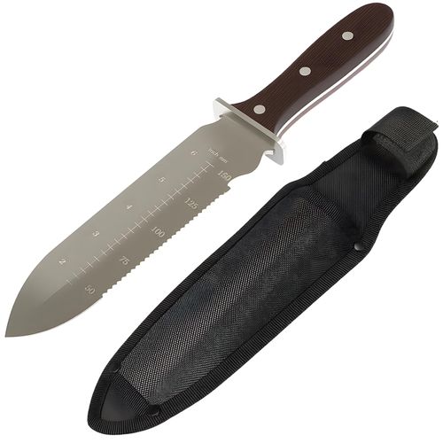 joyhalo Hori Hori Garden Knife, Garden Tools with Sheath for Weeding,Planting,Digging, 7 1/4" Stainless Steel Blade with Cutting Edge, Full Wood Handle with Hanging Hole