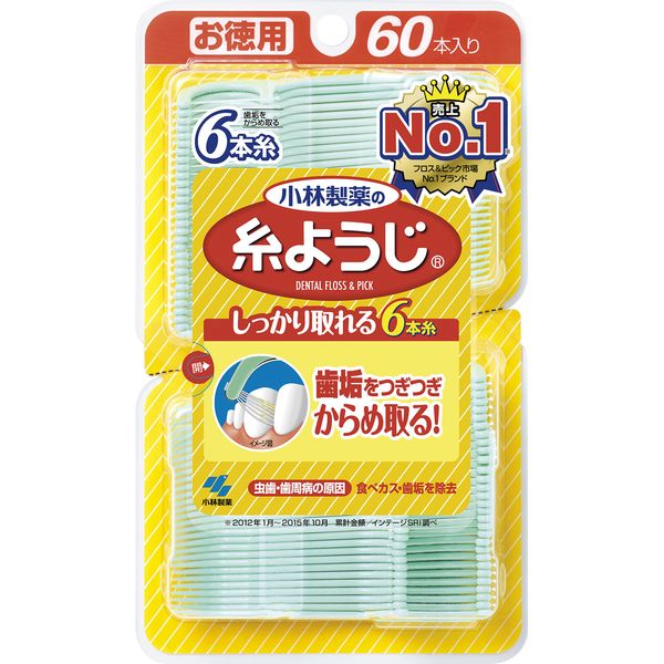 Kobayashi Pharmaceutical Dental Floss and Pick, 60 Pieces