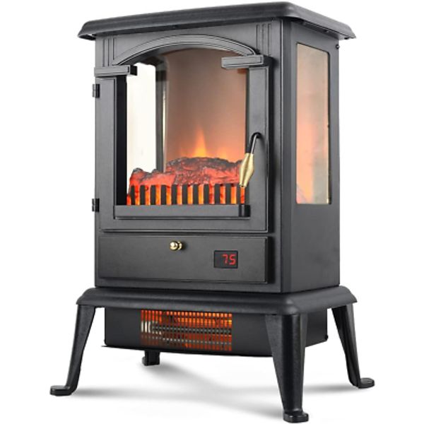 Electric Fireplace Heater with Remote, 22.4" Freestanding Portable Infrared Fire