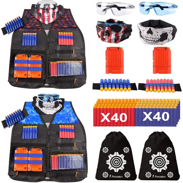 POKONBOY 2 Sets Tactical Vest Kits Compatible with Nerf Guns N-Strike Elite Series