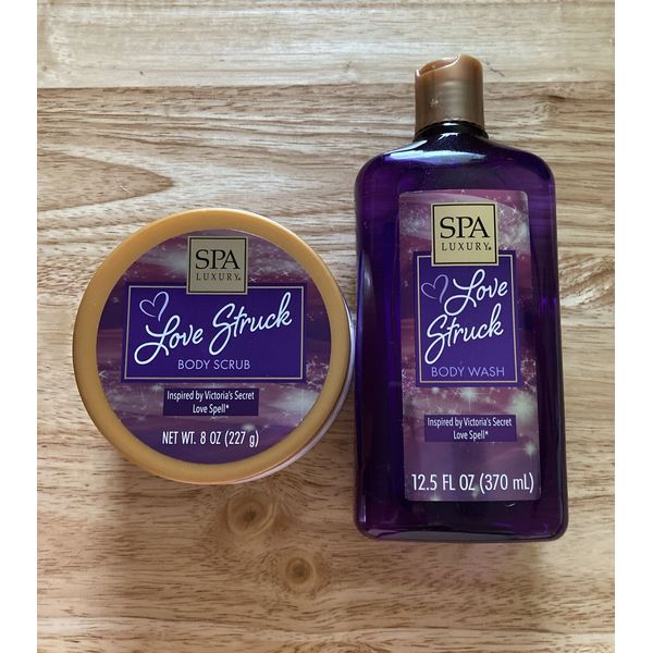 SPA Luxury Love Struck Body Scrub:8oz/227g & Body Wash 12.5Fl oz New