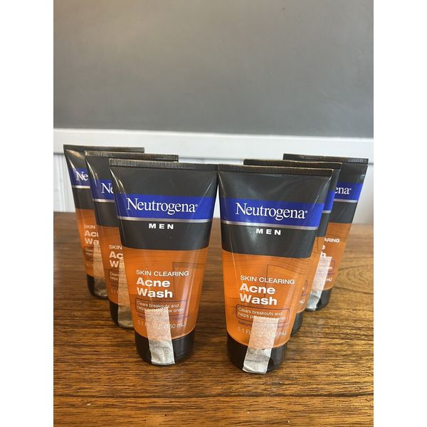 6X Neutrogena Men Skin Clearing Acne Wash Face Cleanser DISCONTINUED READ