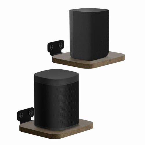 Universal Rear Speaker Wall Mount for Samsung, Roku, Sony, JBL, Vizio, LG Small Speaker Mount - Wooden Adjustable Speaker Shelf Wall Mount for Most of Satellite Speakers Floating Wall Shelves, Pair