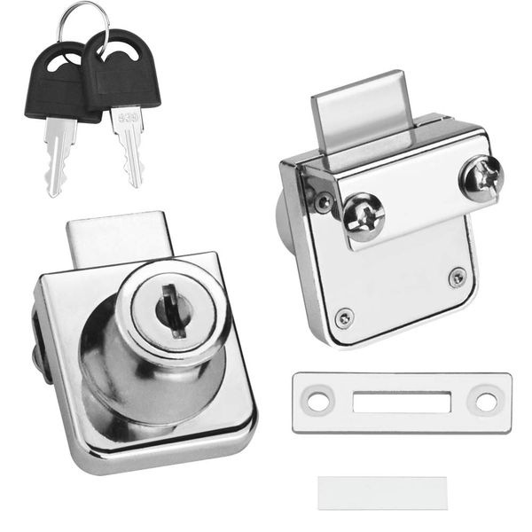 SNAGAROG 2 Pack Glass Cabinet Lock, Single Glass Door Locks Showcase Lock Furniture Lock Display Cabinet Replacement Locks Cam Security Lock with Keys for Door Cabinet Mailbox Drawer Cupboard