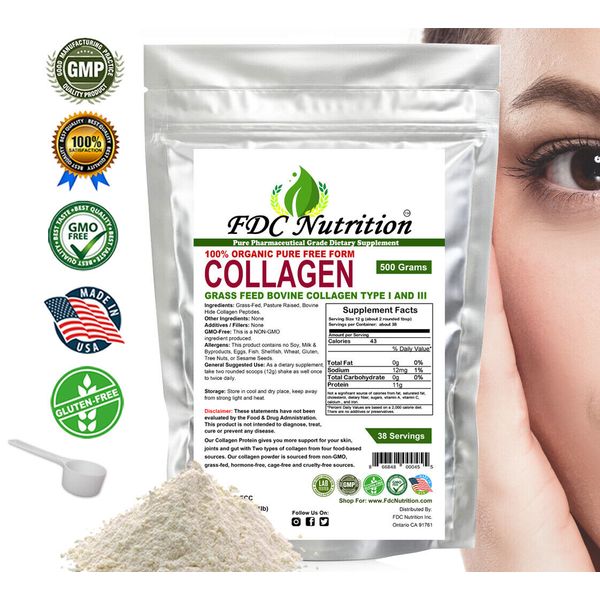 Premium Bovine Collagen Peptides Powder Hydrolyzed Anti-Aging Protein 1 LB