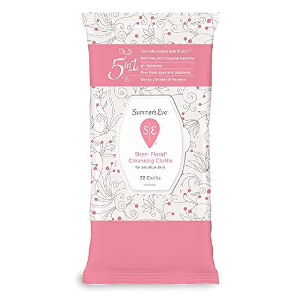Summer's Eve Feminine Cleansing Cloths, Sensitive Skin, Sheer Floral 32 ea (Pack of 1)